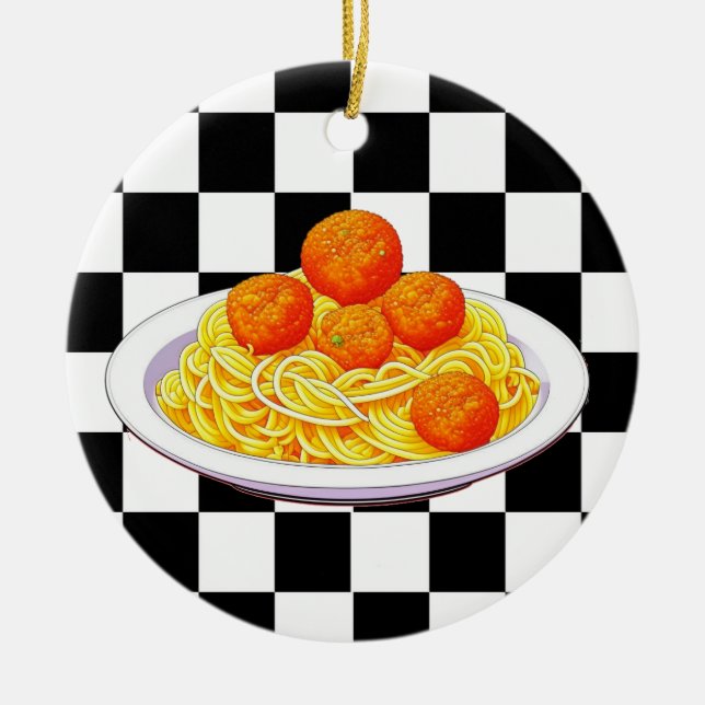 Décoration En Céramique Noël Spaghetti Pun Personnalisé (Devant)