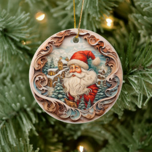 DÉCORATION EN CÉRAMIQUE NOËL TRADITIONNEL 3D VINTAGE SANTA CLAS