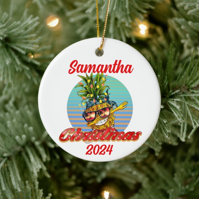 Décoration En Céramique Noël Tropical Beach Dabbing Pineappy (Arbre)