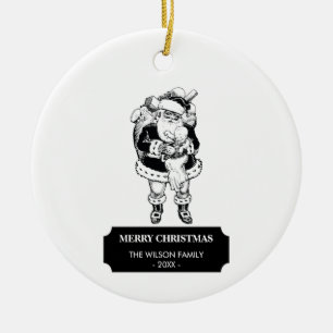 Décoration En Céramique Noël Vintage noir Père Noël et bébé