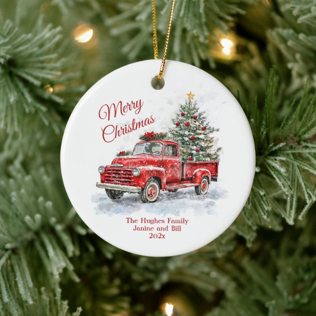 Décoration En Céramique Noël vintage Red Truck (Arbre)
