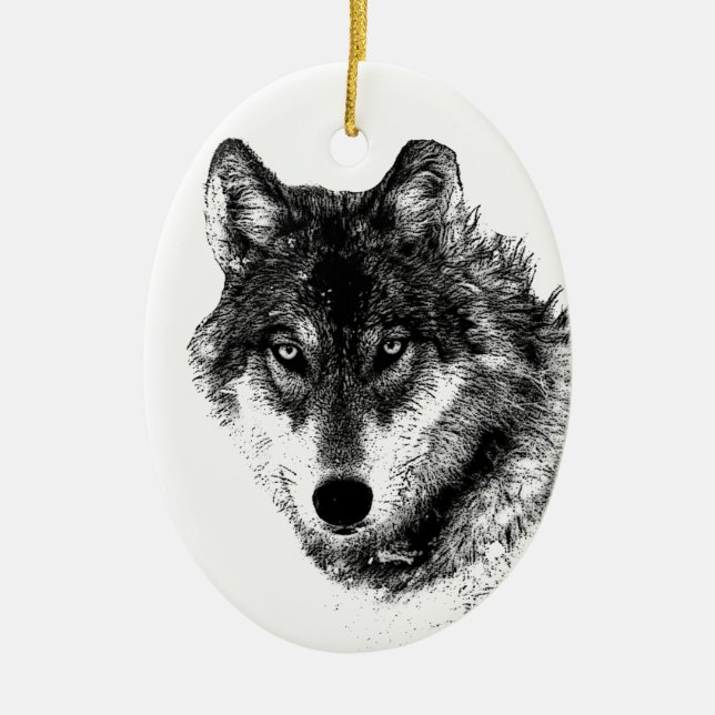Décoration En Céramique Noir Blanc Inspiration Wolf Eyes (Devant)