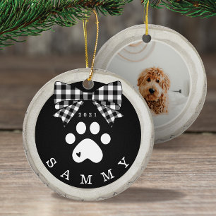 Décoration En Céramique Noir blanc Plaid Empreinte de patte Animaux de com