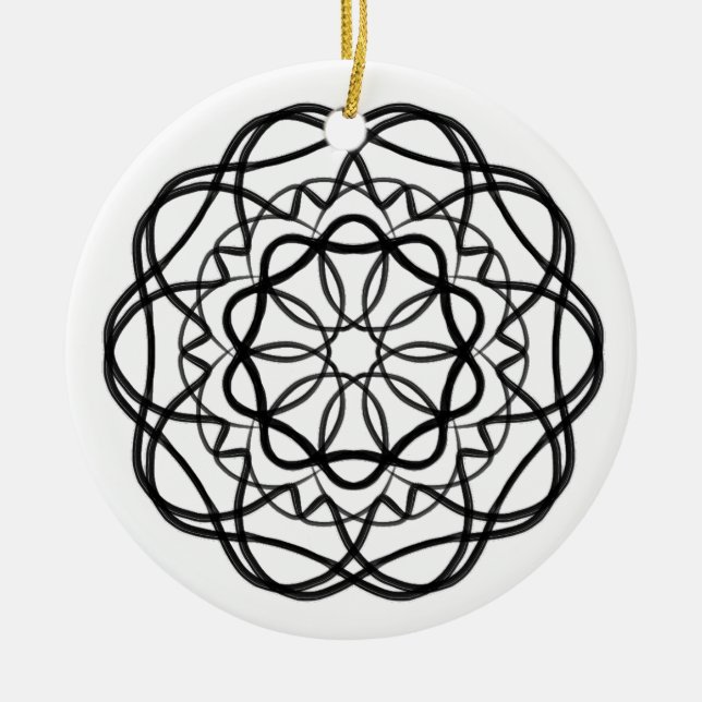 Décoration En Céramique Noir et blanc #3 Fleur Mandala (Devant)