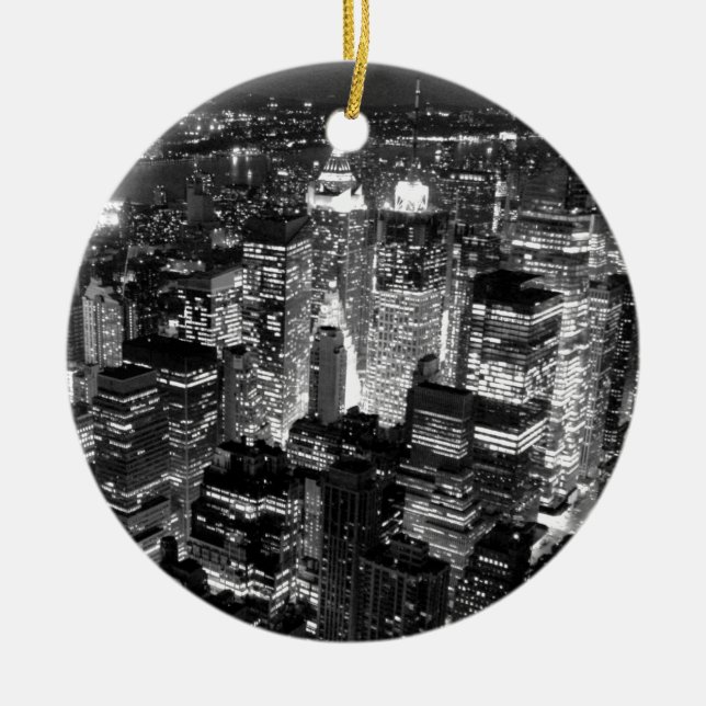 Décoration En Céramique Noir et blanc New York City Night Skyline (Devant)