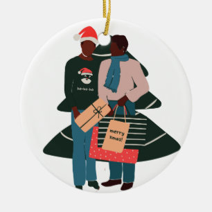 Décoration En Céramique Noir mâle couple Noël