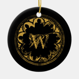 Décoration En Céramique Noir & Or Rustique Vintage détendu Monogramme