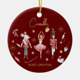 Décoration En Céramique Noisette de Noël Ballerina Whimsical Nom des enfan