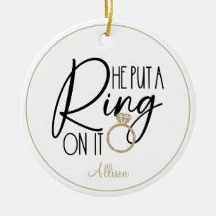 Décoration En Céramique Nom Black Or moderne Il a mis une bague sur elle