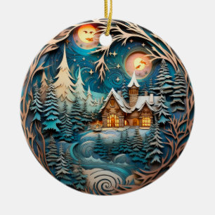 Décoration En Céramique Nom de famille Cabine Forêt rustique Personnalisé
