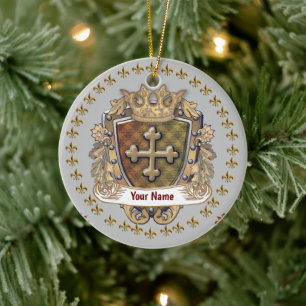 Décoration En Céramique Nom de famille de la Couronne Shield