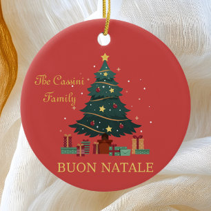 Décoration En Céramique Nom de famille italien Buon Natale Custom Tree