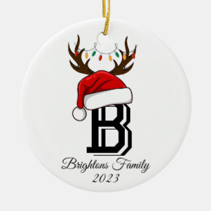Décoration En Céramique Nom de famille monogramme Noël du Père Noël