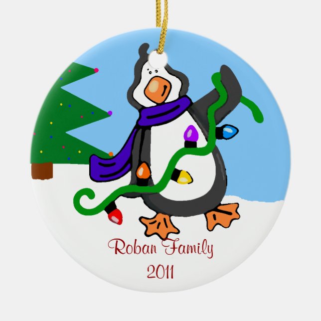 Décoration En Céramique Nom de Pingouin-Famille (Devant)