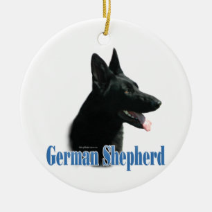 Décoration En Céramique Nom du berger allemand (noir)