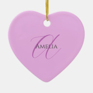 Décoration En Céramique Nom Monogramme Lettre initiale Orchid & Lilac