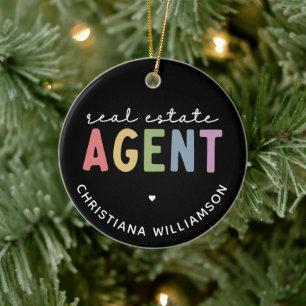 Décoration En Céramique Nom personnalisé Agent immobilier   Cadeaux immobi