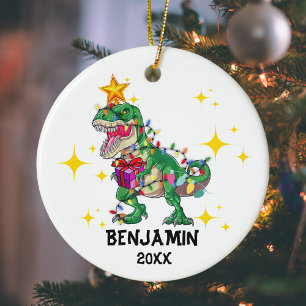 Décoration En Céramique Nom personnalisé Année Dinosaure Noël Garçon