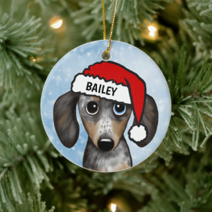 Décoration En Céramique Nom personnalisé Merle Dapple Dachshund