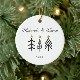 Décoration En Céramique Noms de couple personnalisés Arbres Mariages