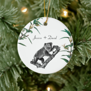 Décoration En Céramique Noms de couple personnalisés Noël Koala