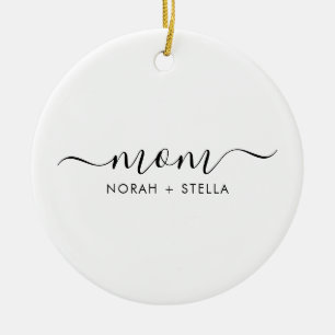 Décoration En Céramique Noms des enfants de maman en script noir