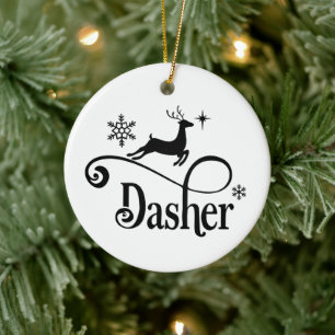 Décoration En Céramique Noms des rennes de Père Noël mignons Dasher Noël