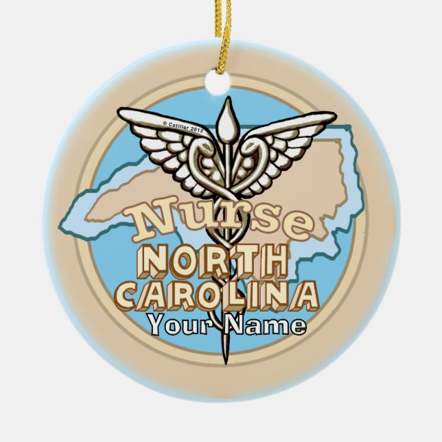 Décoration En Céramique North Carolina Nurse Caduceus  (Devant)