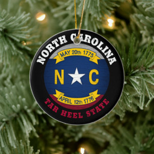 DÉCORATION EN CÉRAMIQUE NORTH CAROLINA TAR HEEL STATE FLAG