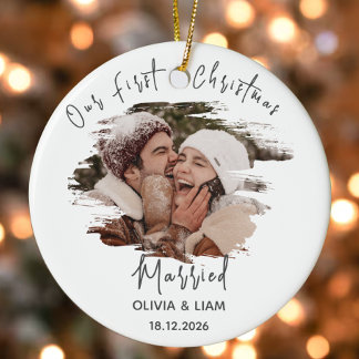 Décoration En Céramique Nos premiers mariés de Noël ont personnalisé les n