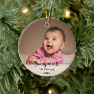 Décoration En Céramique Notre 1er Noël en grand-parents Bébé Photo