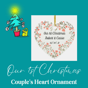 Décoration En Céramique Notre 1er Noël Mariage personnalisé