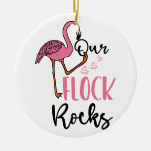 Décoration En Céramique Notre Flock Rocks Flamant rose Rose Mère Grand-p