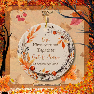 Décoration En Céramique Notre Premier Automne Ensemble : Couronne d'Automn
