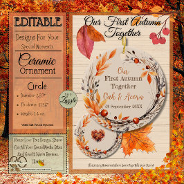 Décoration En Céramique Notre premier automne ensemble : Nom et Date Autom