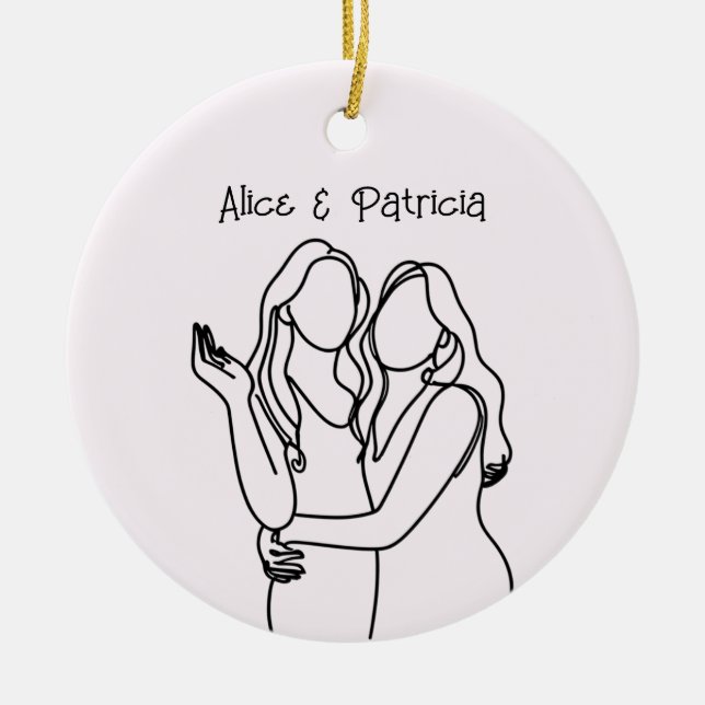 Décoration En Céramique Notre premier couple lesbien de Noël (Devant)