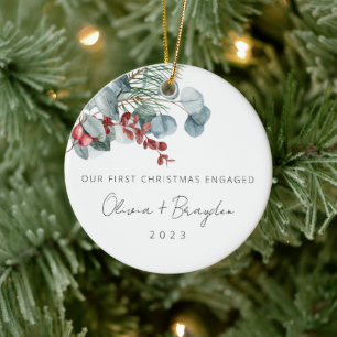 Décoration En Céramique Notre Premier Noël Comme Engagé Eucalyptus Photo