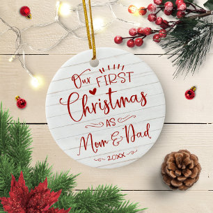 Décoration En Céramique Notre Premier Noël En Tant Que Ferme Maman Et Papa