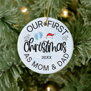 Décoration En Céramique Notre premier Noël en tant que maman et papa bébé 