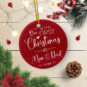 Décoration En Céramique Notre premier Noël en tant que maman et papa Farmh