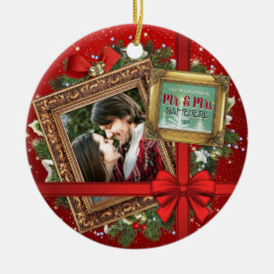 Décoration En Céramique Notre premier Noël en tant que Mr & Mrs Gold Frame