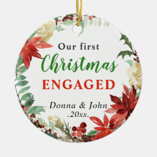 Décoration En Céramique Notre premier Noël engagé Poinsettia Wreath