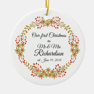 Décoration En Céramique Notre premier Noël ensemble comme M. et Mme
