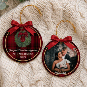 Décoration En Céramique Notre premier Noël ensemble Plaid Photo