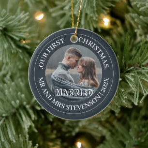 Décoration En Céramique Notre premier Noël M. et Mme Newlysée élégant