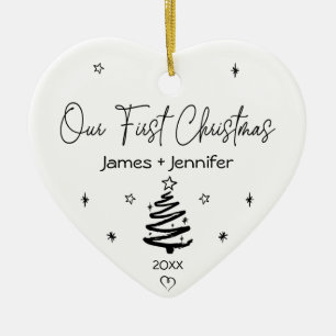 Décoration En Céramique Notre Premier Noël Pour Couple Personnalisé Nom Et