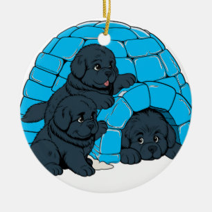 Décoration En Céramique Notta Bears Nouveau-Né Terre-Neuve Igloo