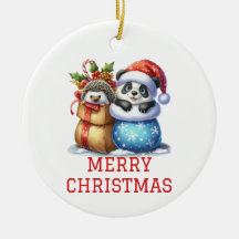 Nounours d'ours panda et de hérisson pour Noël