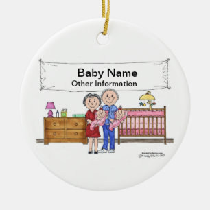 Décoration En Céramique Nouveau bébé, jumeaux - Filles