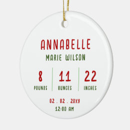 Décoration En Céramique Nouveau bébé photo personnalisée Info bébé Noël